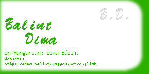 balint dima business card
